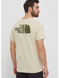 Bombažna kratka majica The North Face moška, bež barva, NF0A87EW3X41