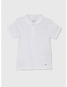 Otroške bombažne polo majice zippy bela barva