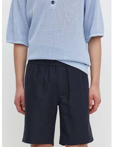 Lanene kratke hlače Samsoe Samsoe SMITH mornarsko modra barva, M21200050
