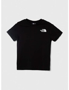 Otroška bombažna kratka majica The North Face REDBOX TEE (BACK BOX GRAPHIC) črna barva
