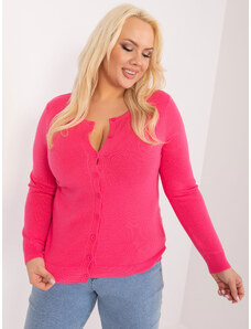 Fashionhunters Navy pink plus-size sweater with a round neckline