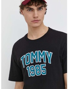 Bombažna kratka majica Tommy Jeans moška, črna barva, DM0DM18559