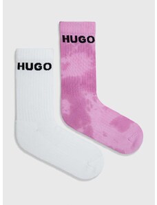Nogavice HUGO 2-pack moški, roza barva