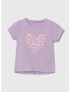 Kratka majica za dojenčka Guess vijolična barva