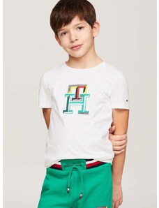 Otroška bombažna kratka majica Tommy Hilfiger bela barva