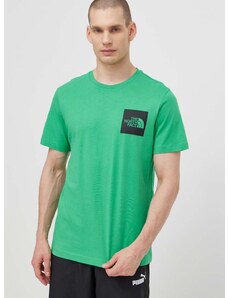 Bombažna kratka majica The North Face M S/S Fine Tee moška, zelena barva, NF0A87NDPO81