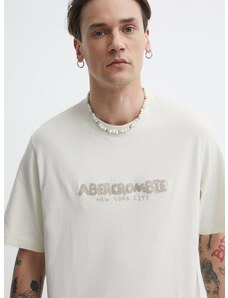 Bombažna kratka majica Abercrombie & Fitch moški, bež barva