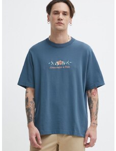 Bombažna kratka majica Abercrombie & Fitch moški, turkizna barva