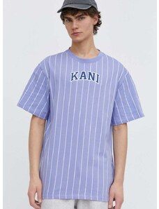 Bombažna kratka majica Karl Kani moški, vijolična barva