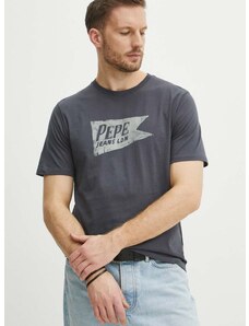 Bombažna kratka majica Pepe Jeans SINGLE CARDIFF moška, siva barva, PM509401