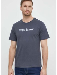 Bombažna kratka majica Pepe Jeans CLIFTON moška, siva barva, PM509374