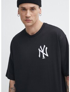 Bombažna kratka majica New Era moška, črna barva, NEW YORK YANKEES