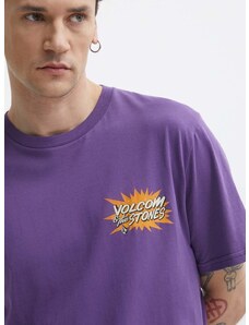 Bombažna kratka majica Volcom moški, vijolična barva