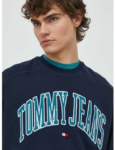 Bombažen pulover Tommy Jeans moški, mornarsko modra barva, DM0DM18628