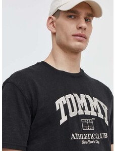 Bombažna kratka majica Tommy Jeans moška, črna barva, DM0DM18557