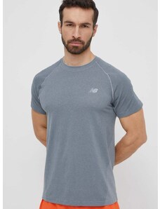 Športna kratka majica New Balance siva barva, MT41080AG
