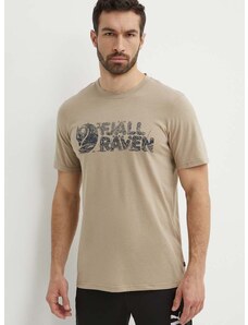 Kratka majica Fjallraven Lush Logo T-shirt moška, bež barva, F12600219