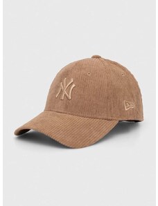 Baseball kapa iz rebrastega žameta New Era rjava barva, NEW YORK YANKEES