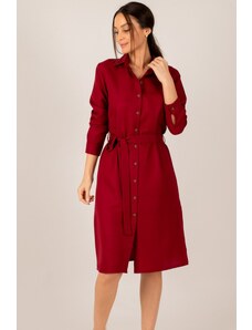 Armonika Ženska claret rdeča obleka z dolgo srajco