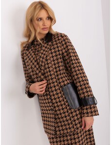 Fashionhunters Camel and black long jacket with buttons