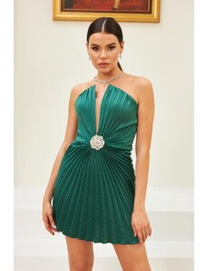 Carmen Emerald Pleatless Strapless Short Evening Dress.