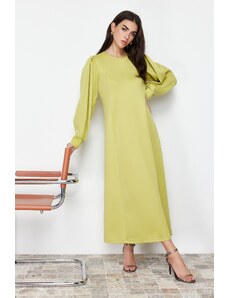 Trendyol Oil Green Scuba Shoulder Detailed Knitted Dress
