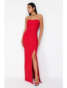 Trendyol Red Body-Fitting Woven Long Evening Dress