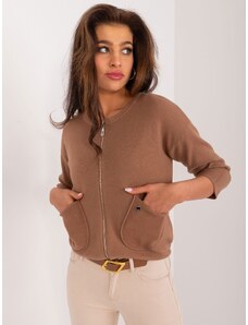 Fashionhunters Light brown women's cardigan with viscose content