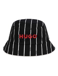 Otroški bombažni klobuk HUGO črna barva