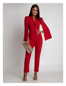 FASARDI Red jumpsuit with slit sleeves