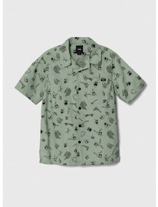 Otroška bombažna srajca Vans zelena barva