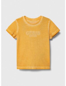 Otroška bombažna kratka majica Guess oranžna barva