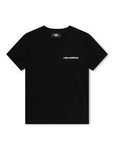 Otroška bombažna kratka majica Karl Lagerfeld črna barva