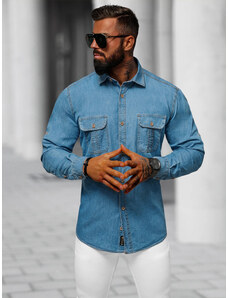 Moška jeans srajca modra OZONEE O/450246