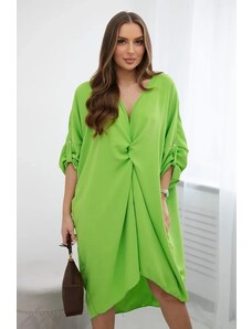 FASARDI Oversize dress with a decorative neckline, light green