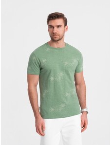 Ombre Clothing Olivno zelena majica z raztresenimi črkami V5 TSFP-0179