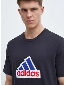 Bombažna kratka majica adidas moška, črna barva, IS9596