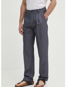 Hlače Pepe Jeans RELAXED PLEATED LINEN PANTS moške, siva barva, PM211700