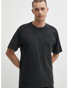 Bombažna kratka majica adidas moška, črna barva, IN3166