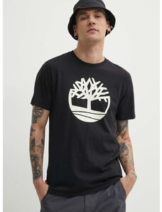 Bombažna kratka majica Timberland moška, črna barva, TB0A2C2R0011