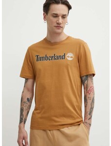 Bombažna kratka majica Timberland moška, rjava barva, TB0A5UPQP471