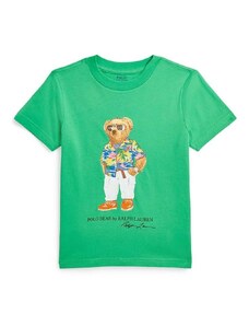Otroška bombažna kratka majica Polo Ralph Lauren zelena barva