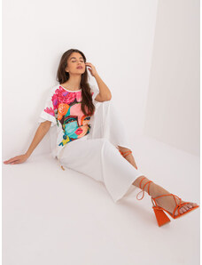 Fashionhunters White summer set with oversize blouse