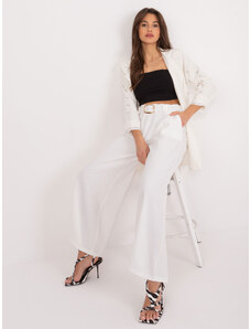 Fashionhunters Cream trousers with wide legs