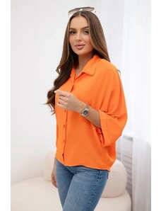 Kesi Oversized blouse with orange button fastening