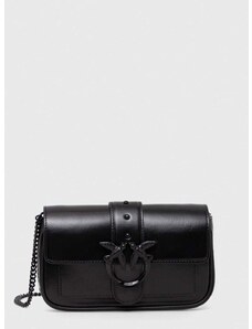Usnjena večerna torbica Pinko črna barva, 100061 A124