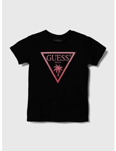 Otroška kratka majica Guess črna barva