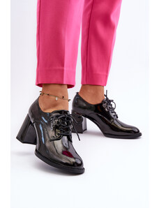Kesi Black women's patent leather high-heeled shoes Nelione