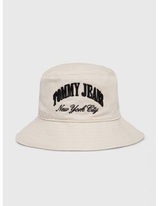 Bombažni klobuk Tommy Jeans bež barva, AW0AW15960