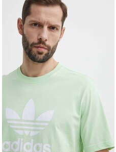 Bombažna kratka majica adidas Originals moška, zelena barva, IR7979
